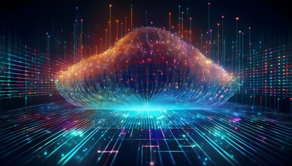 big data analysis with ai technology machine learning and deep learning neural network data science data mining business analytics automation glowing particles abstract futuristic illustration