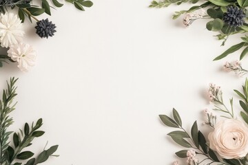 Naklejka premium delicately arranged spring flowers and plants in watercolor illustration grace page in harmonious blend of pastel hues