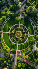 Aerial View of Serene Public Park: Green Haven in an Urban Landscape