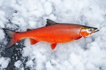 Freshly Caught Kokanee Salmon on Ice at Blue Mesa Reservoir, Gunnison, Colorado
