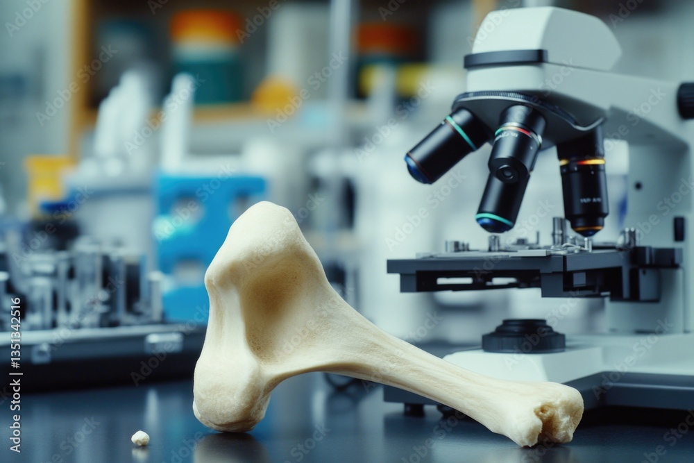 Poster A close-up view of a bone sample under a microscope