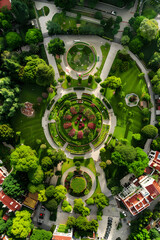 Aerial View of Serene Public Park: Green Haven in an Urban Landscape