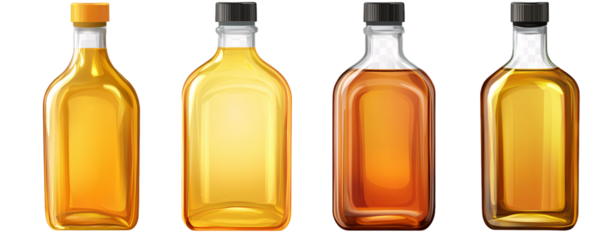 bottles of cooking oil isolated on a transparent background, PNG