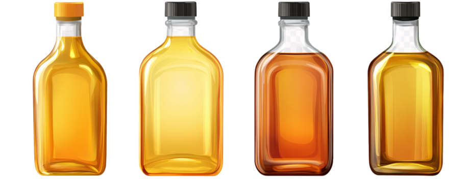 bottles of cooking oil isolated on a transparent background, PNG