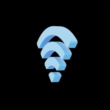  Wi-fi symbol on transparent background, alpha channel, 3d rendered loop animation