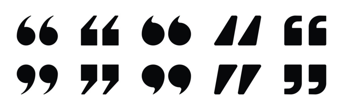Quote mark collection. Quotation icon set. Vector illustration and transparent png.