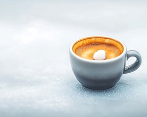 Espresso for sugar, winter cafe.