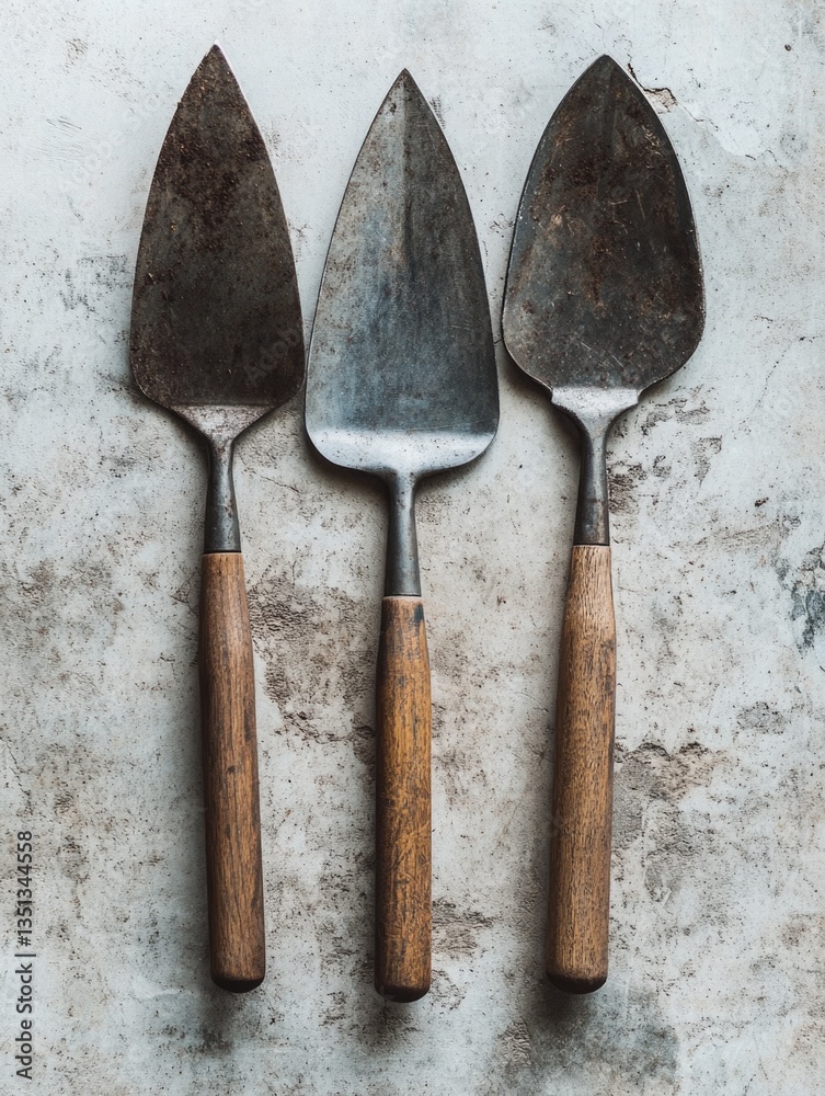 Poster a collection of three spatulas placed on a flat surface, possibly for use in cooking or food prepara