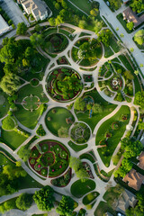 Aerial View of Serene Public Park: Green Haven in an Urban Landscape