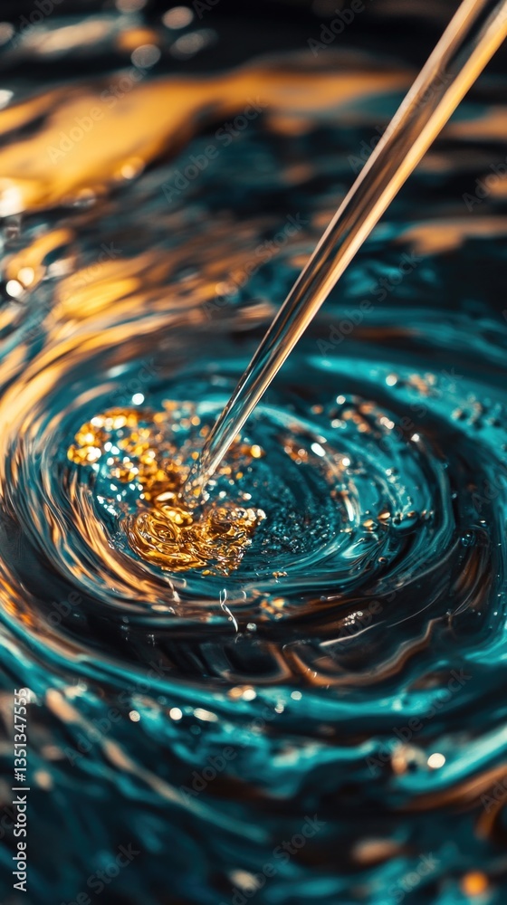 Aufkleber A close-up shot of a spoon submerged in a liquid, ideal for use as a texture or detail element