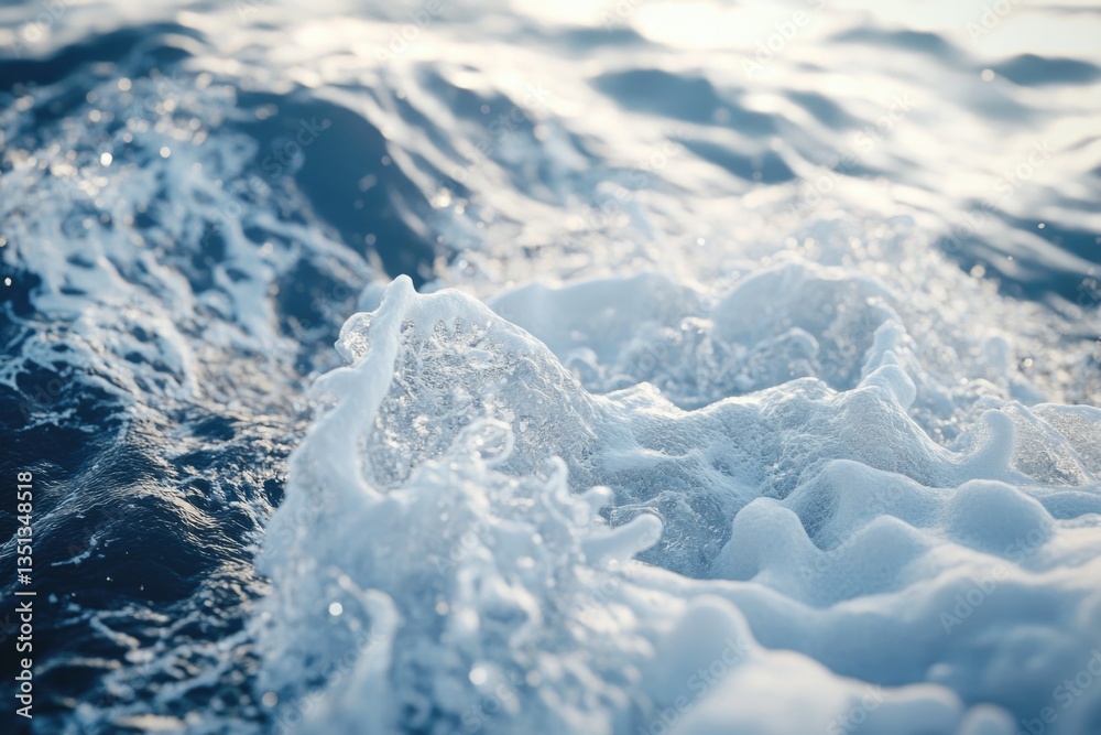 Poster a close-up shot of a wave breaking on the surface of the ocean