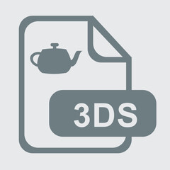 3D model file icon, futuristic design, blue and gray colors.