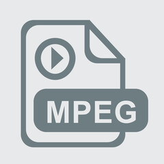 MPEG file icon, video format, media file, simple, modern design.
