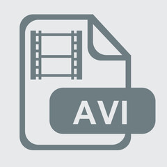 AVI file icon, video format, multimedia, simple, modern, clean design.