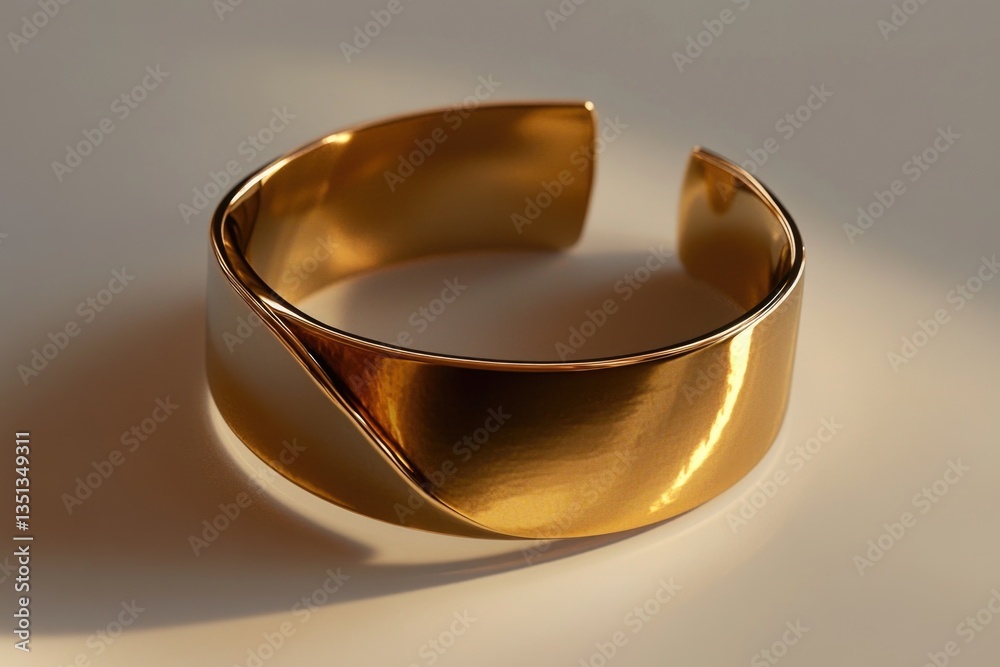 Poster close-up view of a golden bracelet on a white background