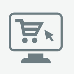 Online shop icon, digital storefront, shopping cart, e-commerce, modern, simple.