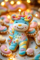 Naklejka premium A close-up shot of decorated cookies with various designs and colors