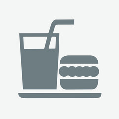 Hamburger and soda icon, fast food combo, tasty, classic, vibrant.