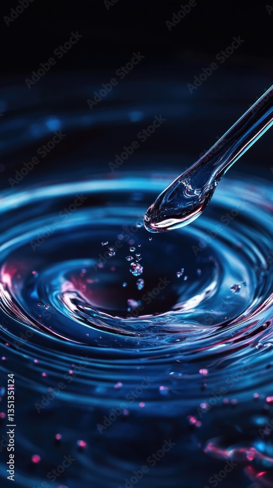 Aufkleber A single droplet falling into a calm pool of water, creating ripples and waves