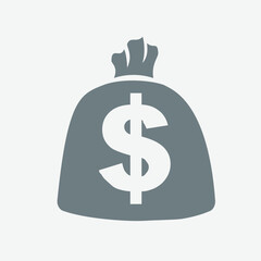 Money bag icon with dollar sign, flat vector, isolated design.