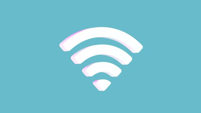 Wi-fi symbol on blue background, 3d rendered loop animation