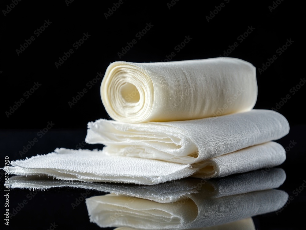 Poster A collection of folded towels arranged neatly on a table, perfect for use in various settings such as bathrooms or guest rooms