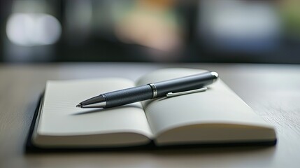 A Single Pen on a White Notebook