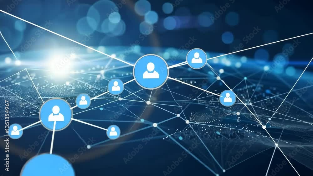 Poster A visually engaging digital network that showcases interconnected user profiles, symbolizing effective communication, collaboration, and seamless data sharing in a technologydriven world