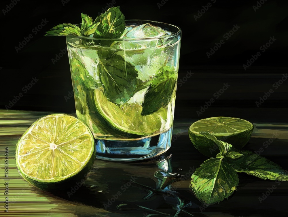 Poster a glass of water filled with ice and a slice of lime, perfect for a refreshing drink