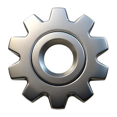 3d silver gear icon isolated on transparent background
