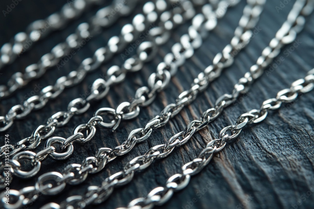 Poster A detailed view of a chain lying on a flat surface, ready for use or examination