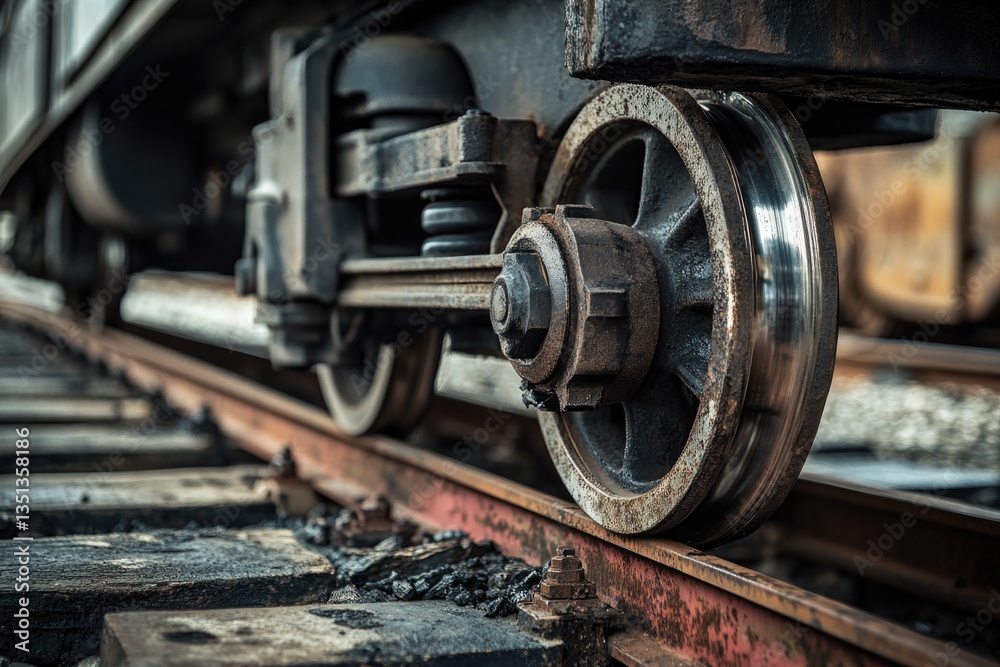 Aufkleber close-up view of train wheels with intricate details