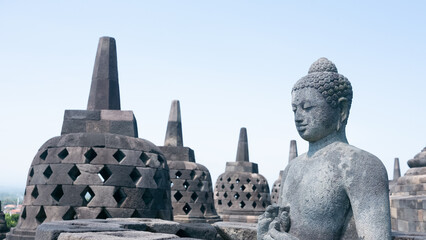 Buddha and Stupa at Borobudur temple