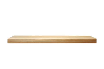 Wooden Shelf on Display: A single, clean wooden shelf floats in mid-air, presented against the background.