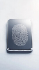 Smartphone displaying fingerprint for biometric identification, ensuring secure access to personal data and enhancing mobile security measures in modern technology