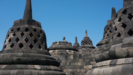 a Buddha was between stupas in Borobudur temple