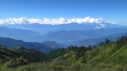 Naklejka premium Panoramic Mountain Landscape View
