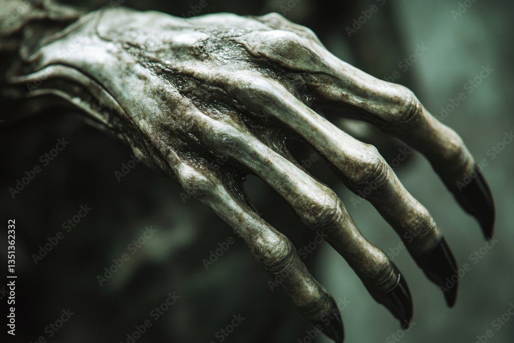 Poster close-up of human hands with sharp claws, possibly in a fantasy or horror context