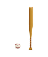 Wooden baseball bat and ball vector stock illustration