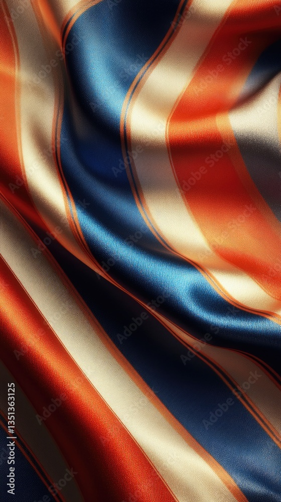 Poster A close-up view of red and blue striped fabric texture, ideal for design projects or textile patterns