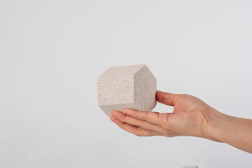 Props for product photography in hand on a white background