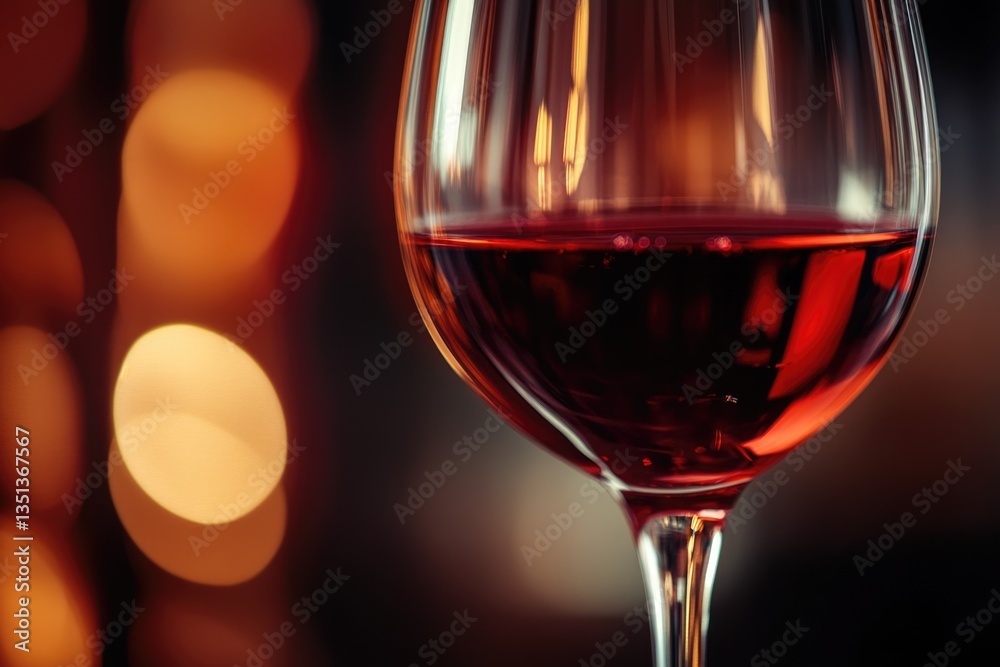 Poster a close-up shot of a glass of wine placed on a table, perfect for use in food and drink related cont