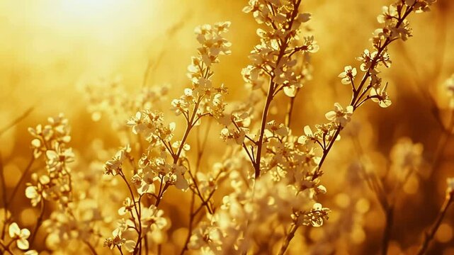 Bright golden flowers basking under sunlight during a warm afternoon in a peaceful natural setting