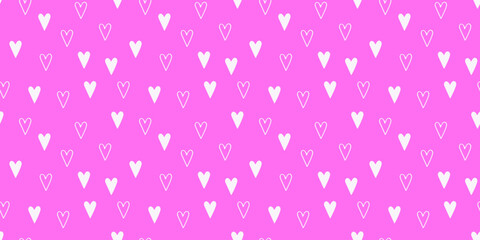 Abstract seamless pattern with heart shapes. Romantic hand drawn vector design illustration. Colorful background for surface design