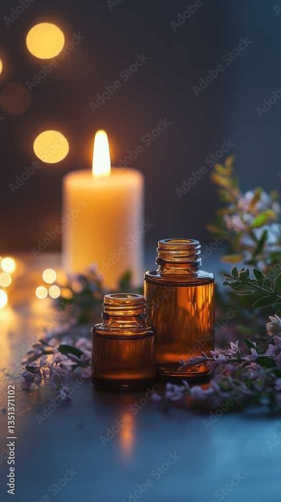 Poster a couple of jars sitting on a table, possibly containing objects or decorations