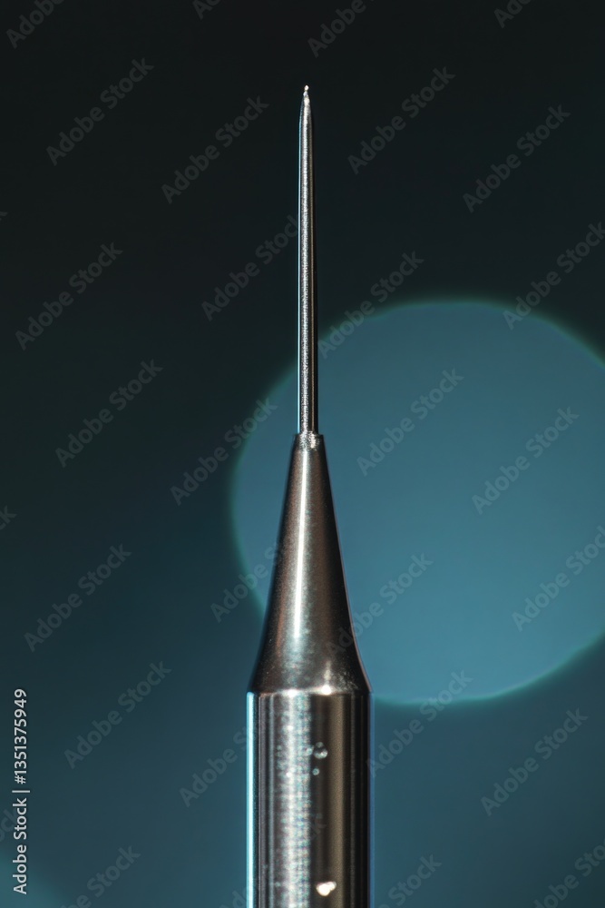 Aufkleber A close-up view of a metal object featuring a needle stuck into its surface