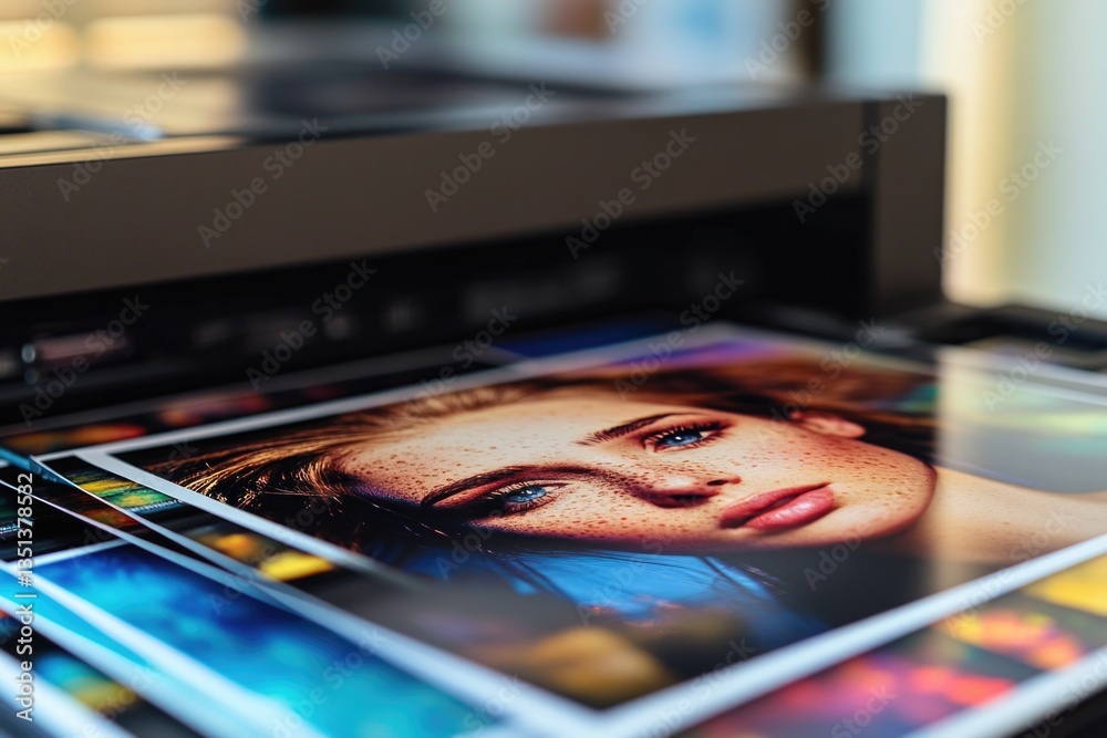 Poster a close-up view of a printer on a table