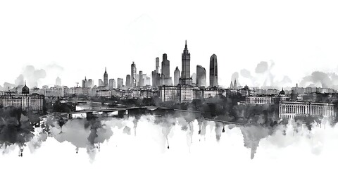 Obraz premium Abstract Watercolor Cityscape Digital Art