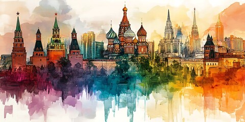 panorama of Moscow with historic architecture and famous landmarks