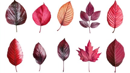 Collection of Red Leaves in Isolated PNG Format